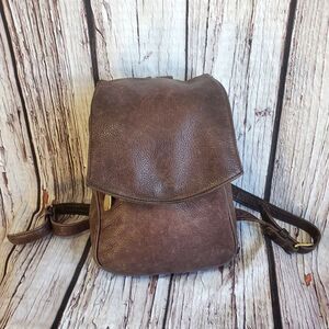 Vintage Libaire 1990s Made in USA Leather Backpack Handbag Purse Brown Medium